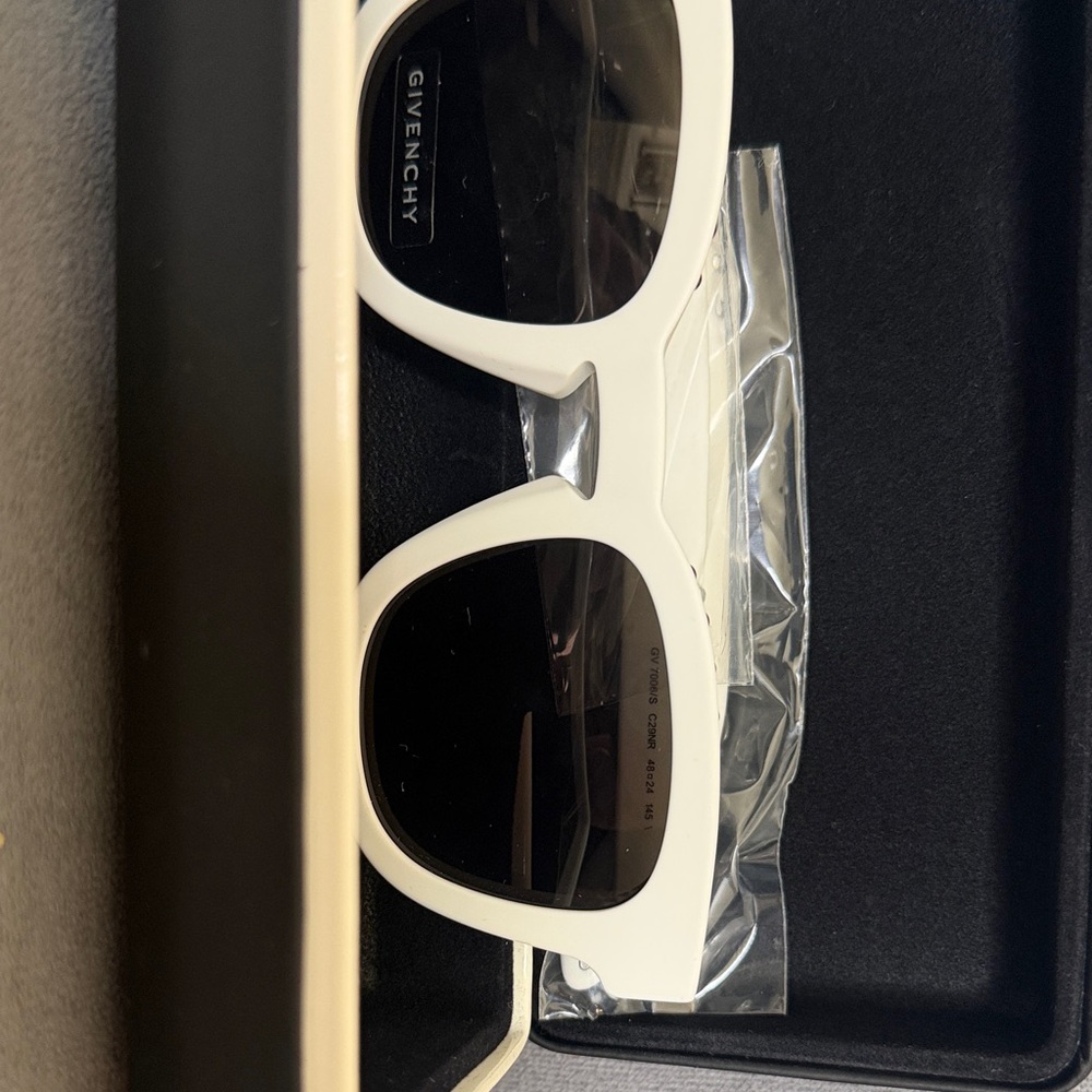 Givenchy White Frame Sunglasses with Dark Lenses